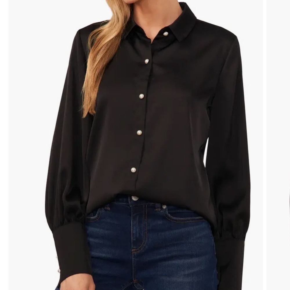 Satin Button-Up Shirt
CeCe